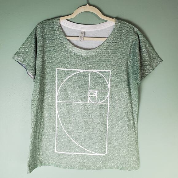 Litographs Unisex Green Fibonacci Sequence Short Sleeve Tee Size XL - Picture 1 of 6